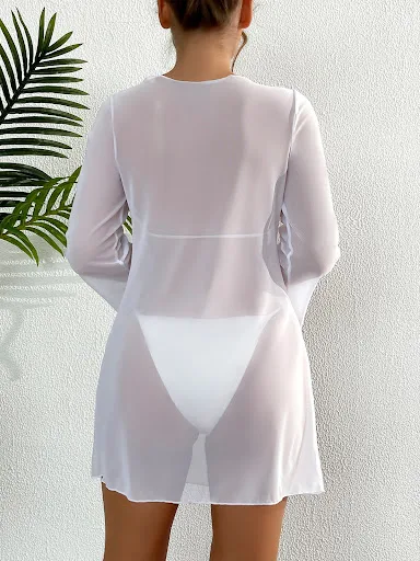 Title 5, Blusa feminina para férias na praia, com gola d...