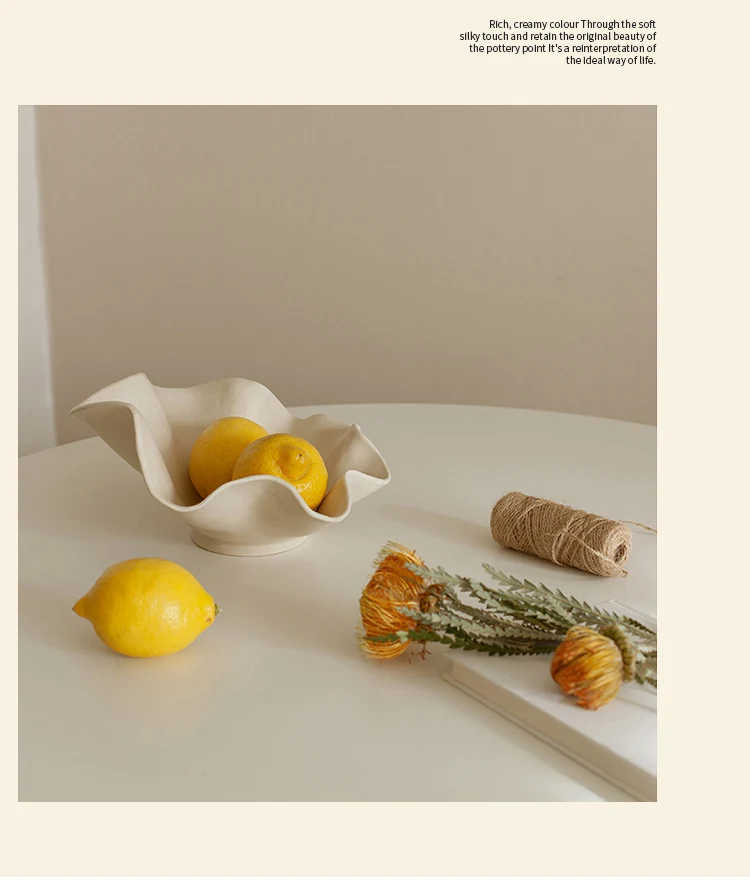Cream Ceramic Fruit Plate for Simple Living Room Decor. High Temperature Resistant. Perfect for Flower Arrangements and — photo 8