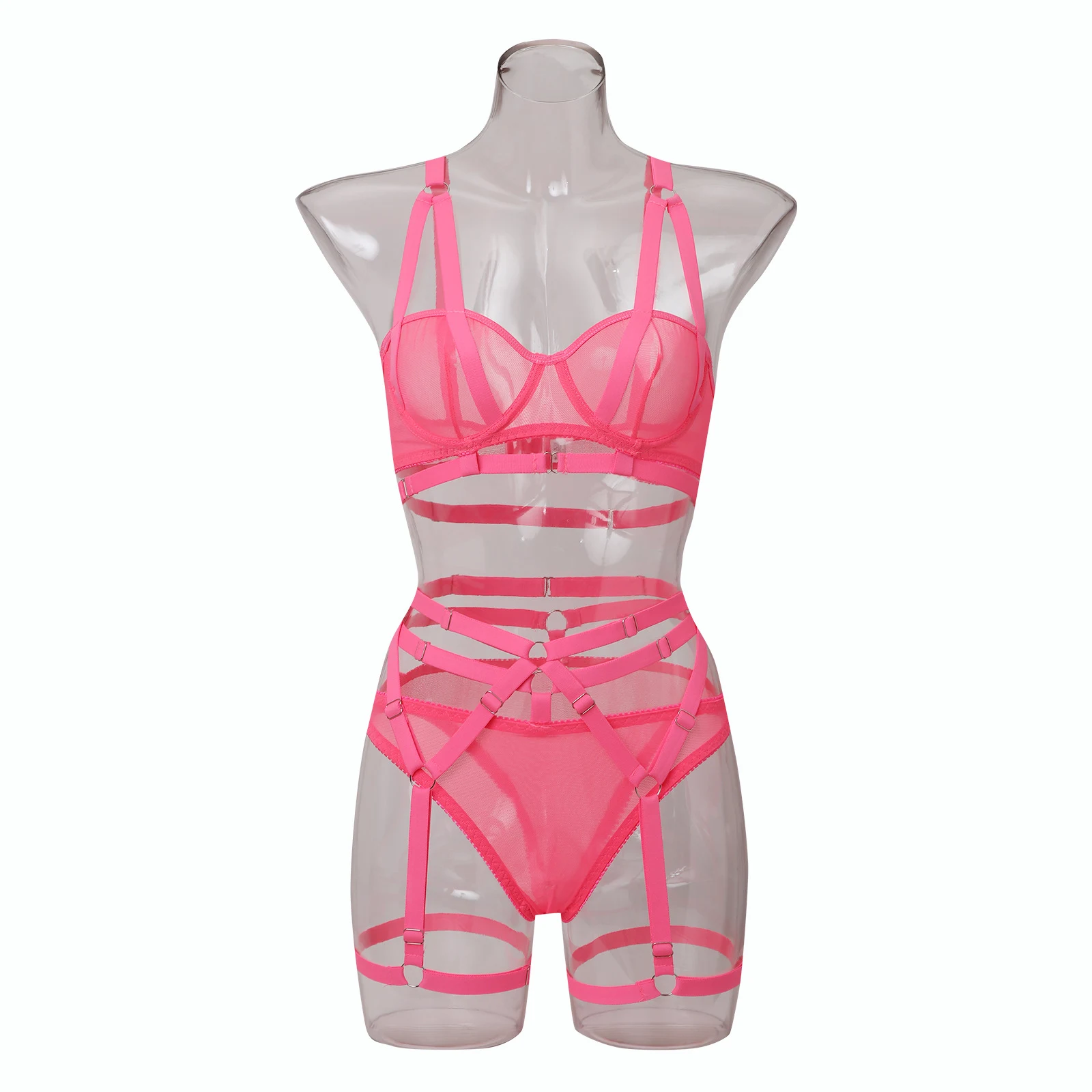 Sensuale completo intimo a tre pezzi con giarrettiera e modellamento del corpo. Disponibile in colori europei e americani, esalta le tue forme. — foto 16