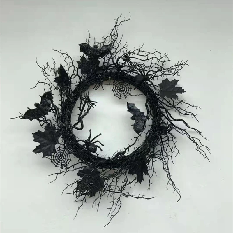 European and American black Christmas simulation wreath, realistic festive ornament, perfect door decoration, ideal for — photo 1