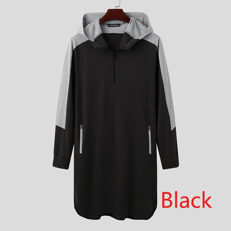 Suéter muçulmano com zíper e bolsos para homens, robe árabe combinando. Conforto e estilo para o uso diário. — foto 1