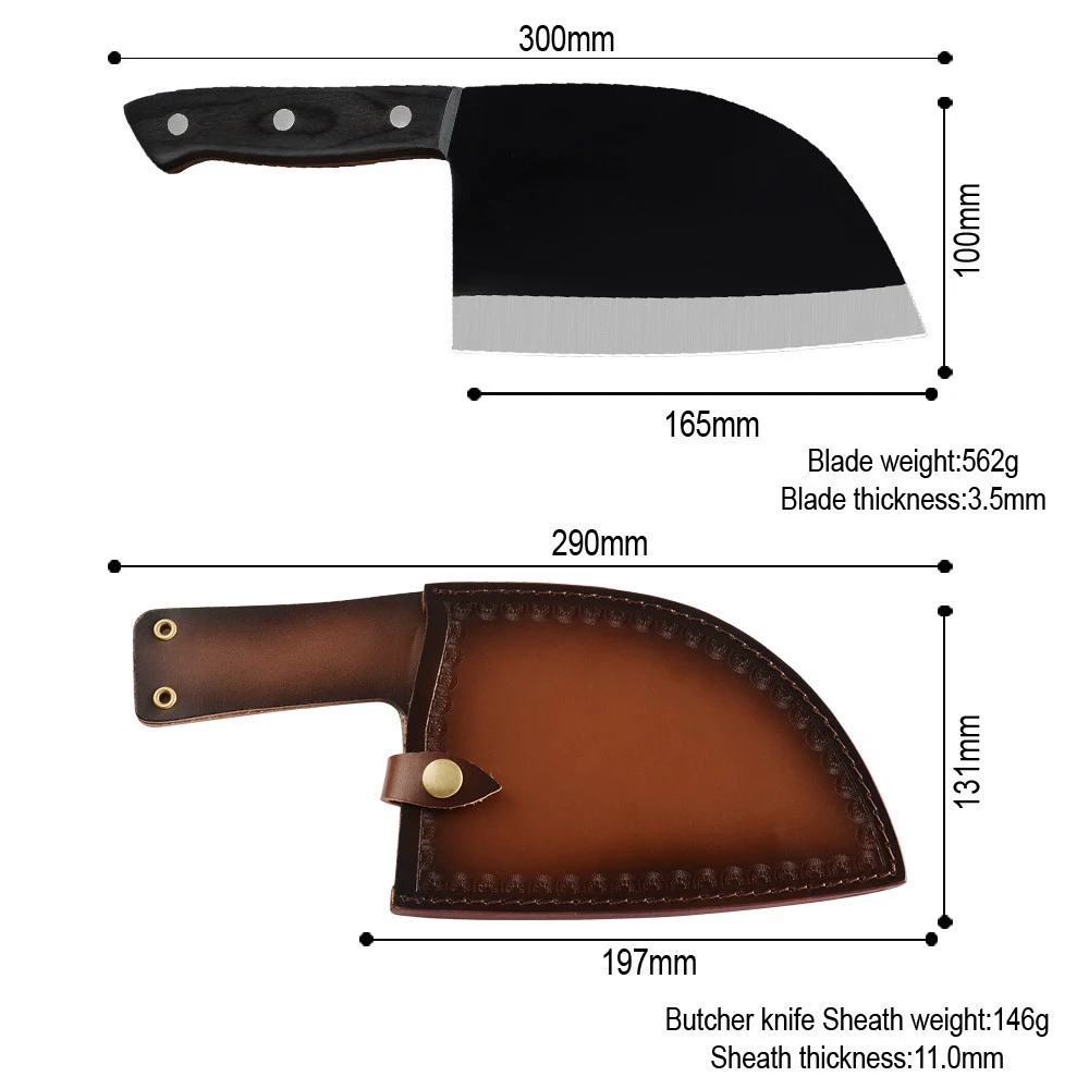 Coltello da macellaio cinese in acciaio inox per uso domestico, ideale per tagliare carne, verdure e altro. Robusto, affilato e facile da pulire. — foto 13