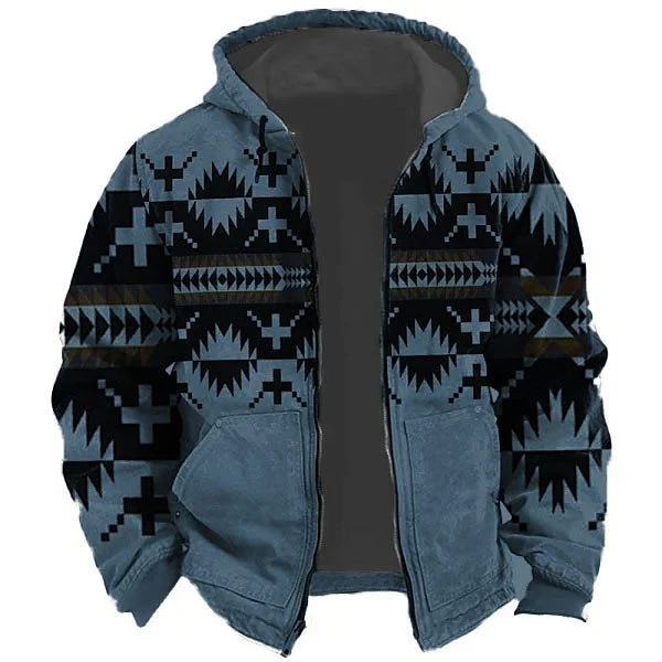Moletom com capuz Bejirog masculino com estampa tribal, ideal para o inverno. Conforto e estilo para um visual casual e moderno. — foto 1