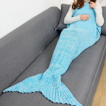 Manta de dormir com cauda de sereia em tricô, macia e aconchegante. Perfeita para relaxar no sofá ou na cama. Ótimo presente. — foto 12