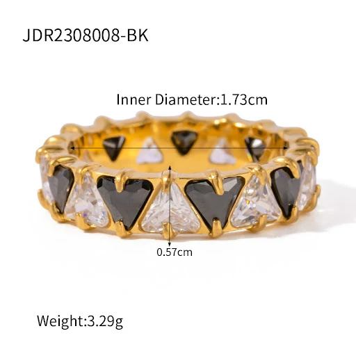 Title 4, Anel de aço inoxidável dourado 18K com zircônia...