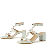 Sandálias Romanas de Salto Alto Femininas com Bico com Tachas, estilo moderno e elegante, perfeitas para diversas ocasiões. — foto 1