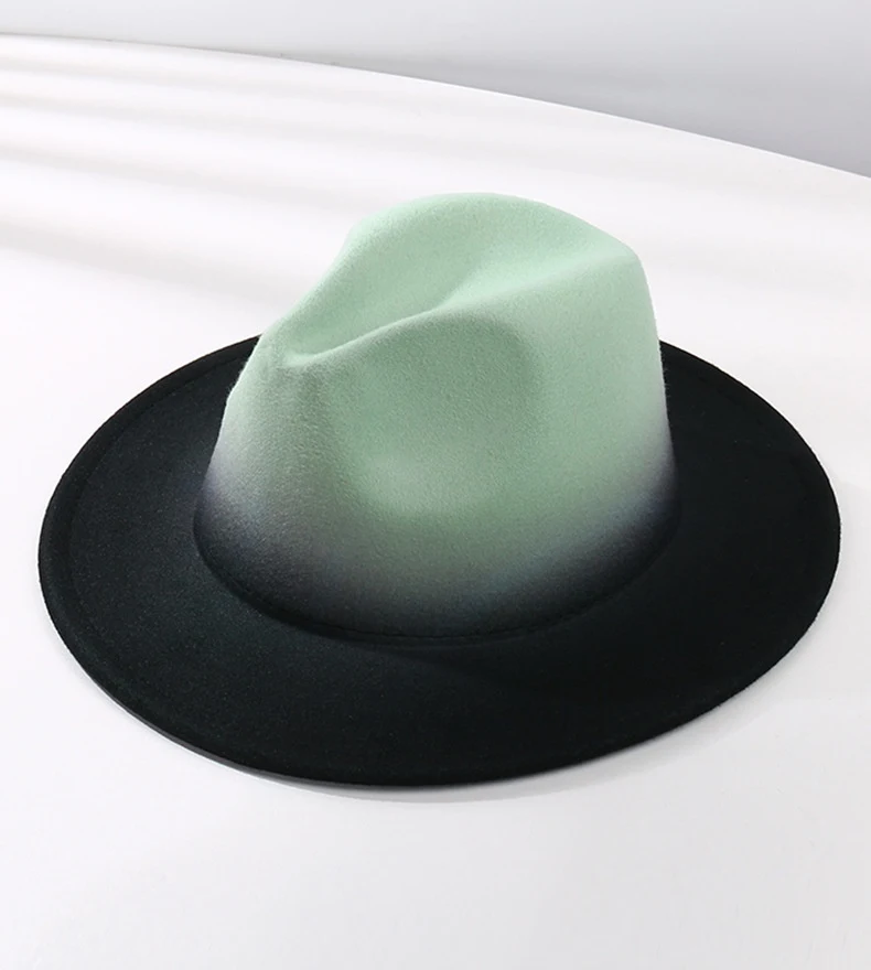 Title 12, Fashion Gradient Color Fedora Hat Flat Brim Woo...