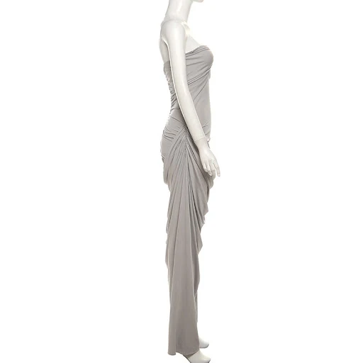 Title 5, Womens Clothing Tube Top Backless Pleating Dress