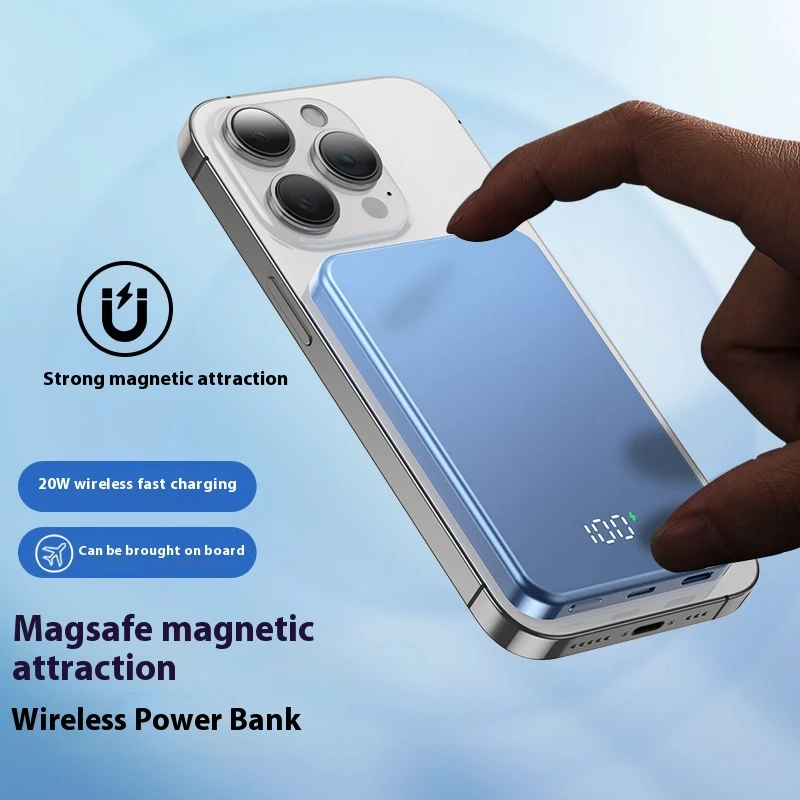 Lightweight Aluminum Alloy Digital Display MagSafe Magnetic Wireless Power Bank. Portable magnetic charging for your pho — photo 4