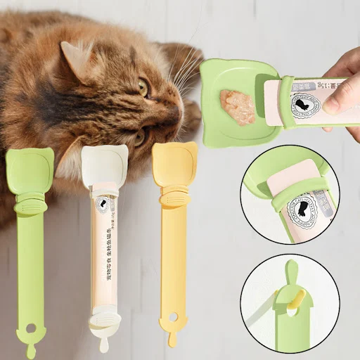 Cat Food Strip Squeezer Spoon Long Handle Cat Strip Feeder Meat Mud Cat Stripe Squeezer For Pet Cat's Food Supplies — photo 1