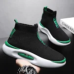 Mid-top çorap ayakkabı, tembel geçmeli, uçan dokuma spor ayakkabılar, kolay giyilir ve çıkarılır, spor ve günlük kullanım için mükemmel. — Fotoğraf 9