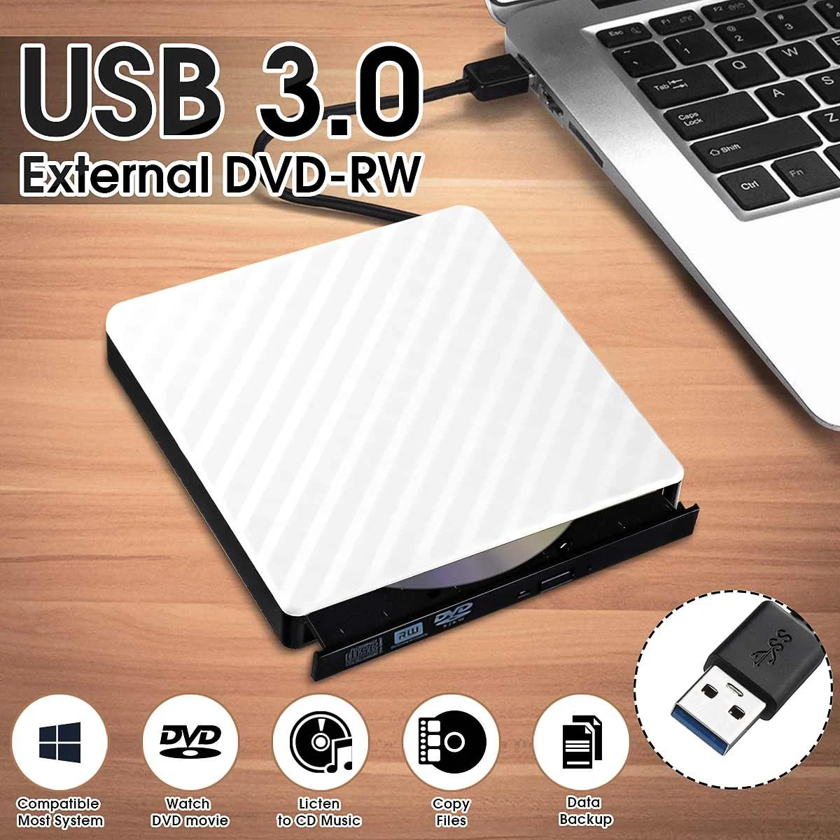 Title 2, USB 3.0 external optical drive removable DVD CD...