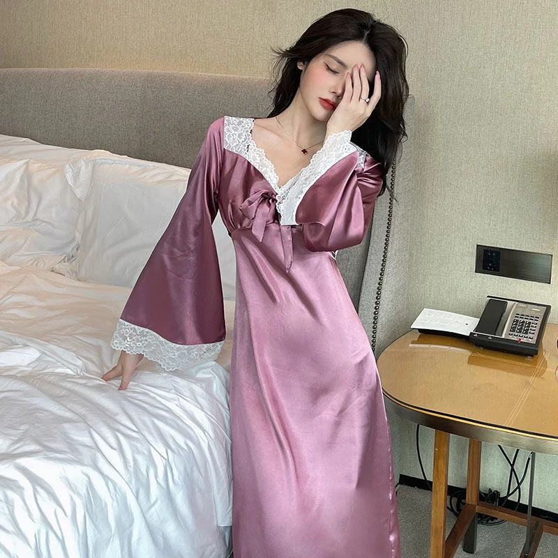 Hostess Senior Ice Silk Nightdress Long Sleeves for ultimate comfort and a restful night's sleep. Lightweight, breathabl — photo 6