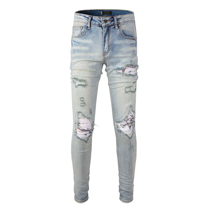Heren jeans skinny fit slim, slanke pasvorm, denim broek voor een moderne look. Comfortabel en stijlvol, perfect voor dagelijks gebruik. — foto 2
