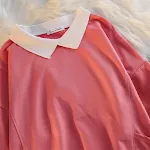Damen-Feinstrickpullover für Herbst und Winter, lockere Polo-Kragen-Taschen-Naht, Studenten-Langarm-Oberteil, Trend. — foto 5