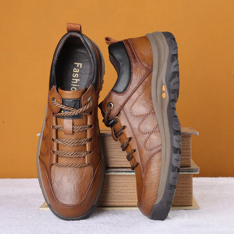 Men's high top leather snow boots anti slip High top shoes for men, providing excellent grip and protection in snowy and — photo 4
