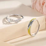 Anel de casal feliz Maxiang prateado estilo coreano Xiaoqing Flower, ideal para celebrar o amor e a união. Um presente perfeito para casais. — foto 7