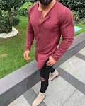 Camiseta masculina com botão de cardigan de porta reta, estilo e conforto. Ideal para looks casuais e sofisticados. Adquira já a sua. — foto 2