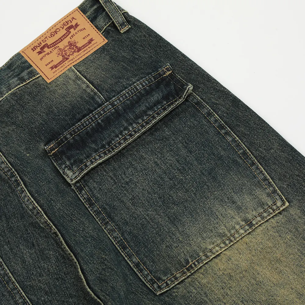 Heren gele gewassen denim overall Comfortabele en casual stijl Perfect voor dagelijks gebruik en vrije tijd Een modieuze en praktische keuze — foto 15
