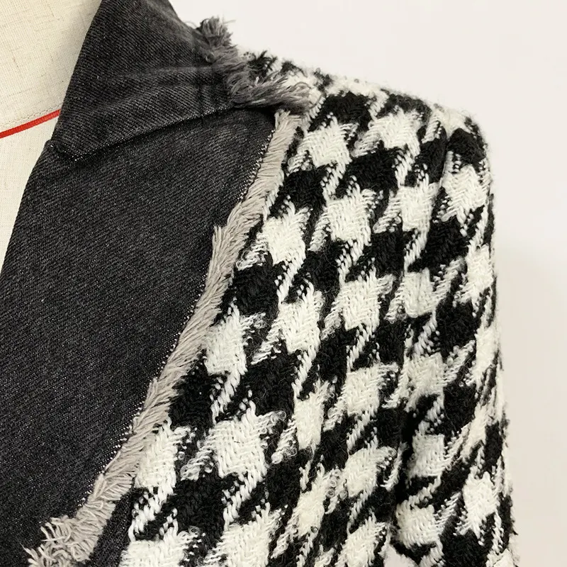 Fashion Trend Tweed Houndstooth Denim Stitching West Assembly Belt, adding a stylish touch to your outfit, trendy and ve — photo 9