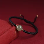 Pulseira feminina de contas de transferência de jade Hetian com fio vermelho Use este amuleto da sorte para atrair amor, felicidade e fortuna com elegância — foto 8