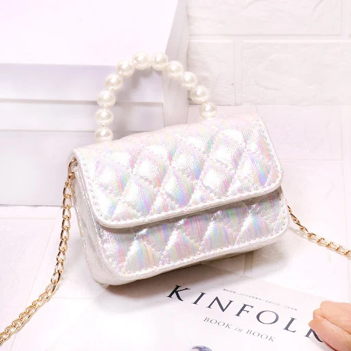 Title 4, Bright PU Fashion Pearl Handbag Trendy Messenge...