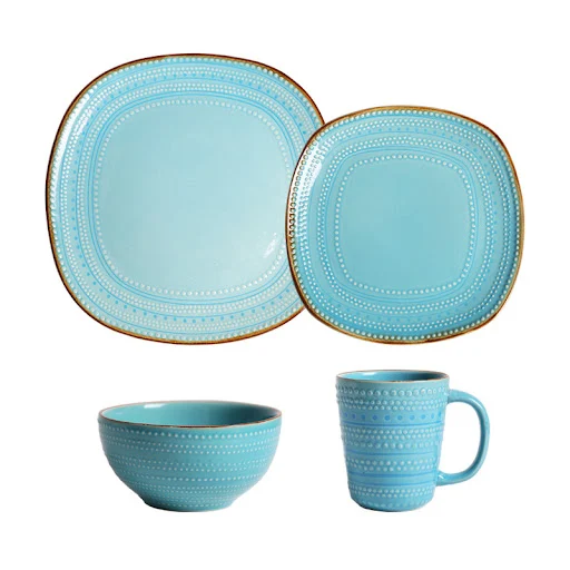 Title 3, Four-piece set of creative embossed ceramic tab...