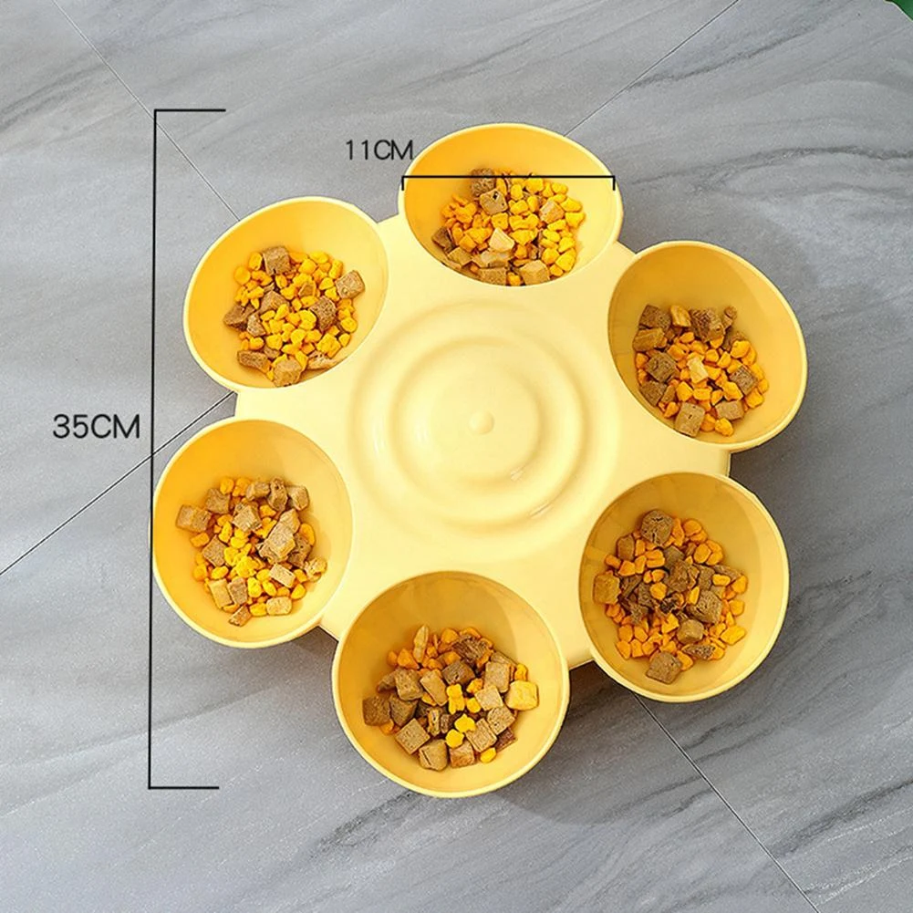 Title 8, Pet Cat Dogs 6-grid Petals Bowls Multi-function...