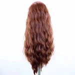 Damen Chemiefaser-Perücke mit Spitzen-Haube, braune Wellen, gerollt. Bequeme, stilvolle Perücke für einen natürlichen Look, sofortiges Volumen. — foto 2