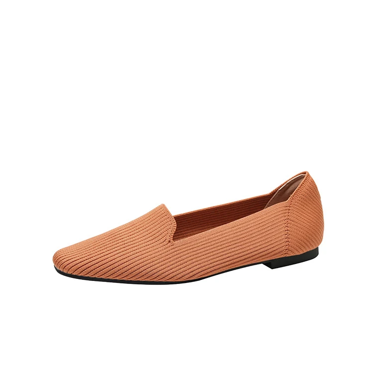 Sapatos de Malha de Bico Quadrado com Solado Plano e Tecido Flying Woven Peas, perfeitos para uso diário e conforto. — foto 7