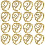 Anel de letras árabes com micro zircônias incrustadas, joia de moda. Presente perfeito e significativo, design exclusivo. Mostre seu estilo com elegância. — foto 18