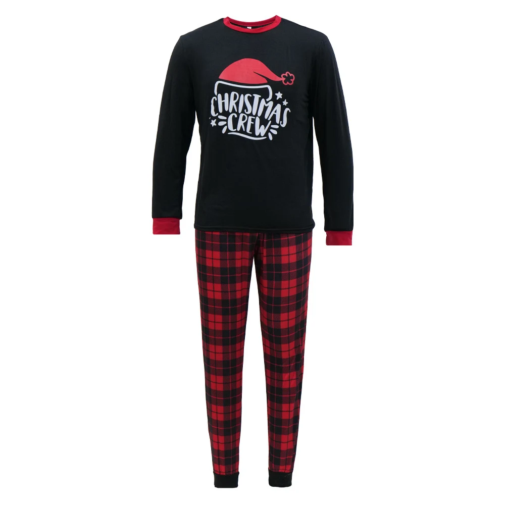 Conjunto de pijama xadrez de algodão de Natal para pais e filhos para noites aconchegantes e celebrações festivas em casa — foto 3