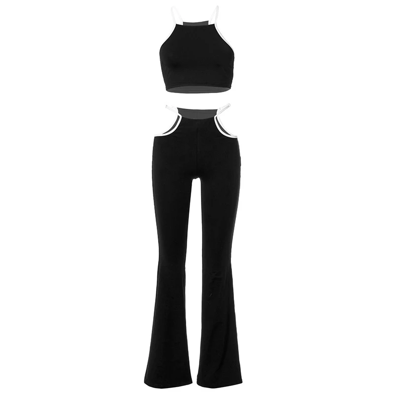 Title 2, Womens Spaghetti Strap Crop Top & Wide Leg Pan...