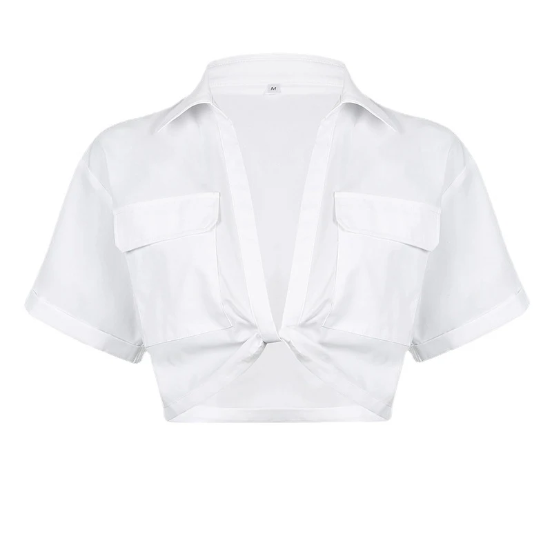 Korte cropped poloshirt met gedraaide kraag in effen kleur. Stijlvol en comfortabel voor een moderne casual look. — foto 13