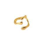 Anel Aberto Cruzado Geométrico Feminino 18K Aço Inoxidável INS. Design Europeu e Americano com Borda Incorreta, Elegância Moderna. — foto 3