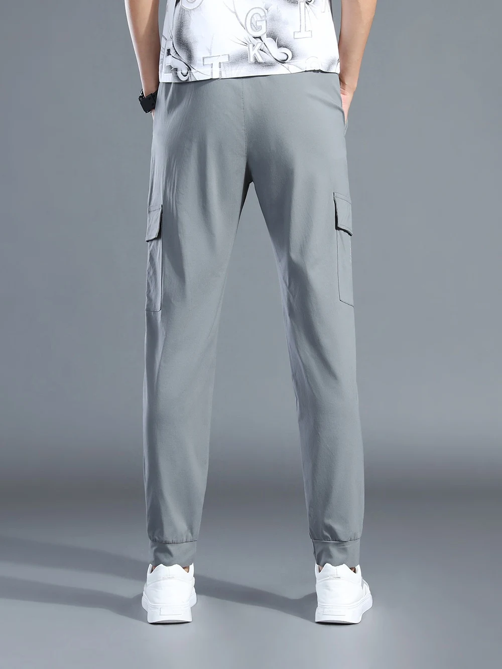 Title 17, Calças Casuais Curtas Masculinas Plus Size Resi...