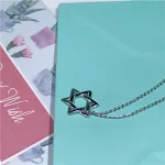 Colar Hexagrama Vazado Prata S925 Superfície Cênica Simples Joia Delicada Brilho Sutil Perfeito para Uso Diário ou Presente — foto 3