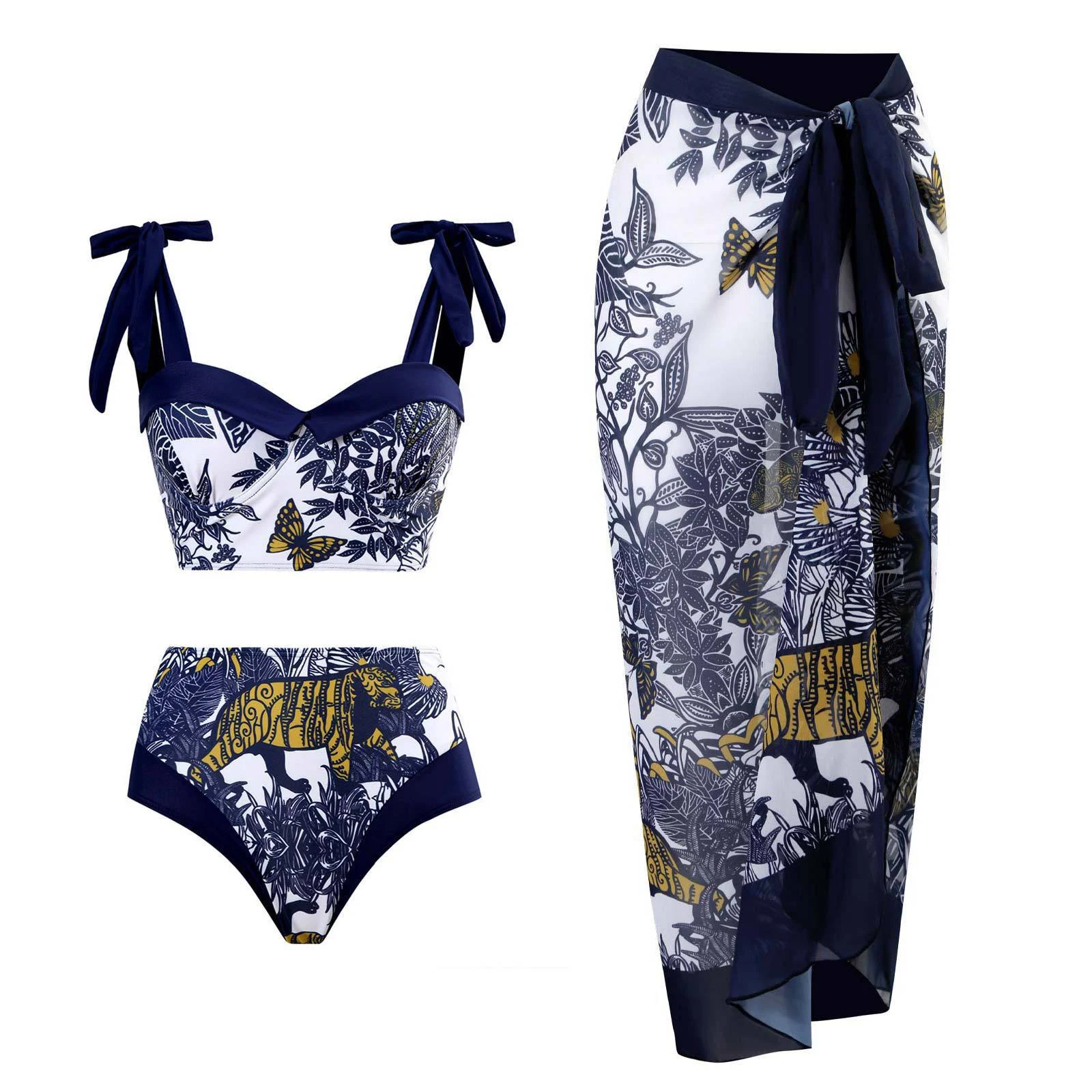 Title 7, European and American Retro Split Swimsuit 3-pi...