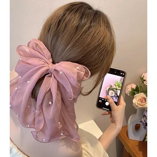 Title 3, Acessório de cabelo feminino com laço branco gr...