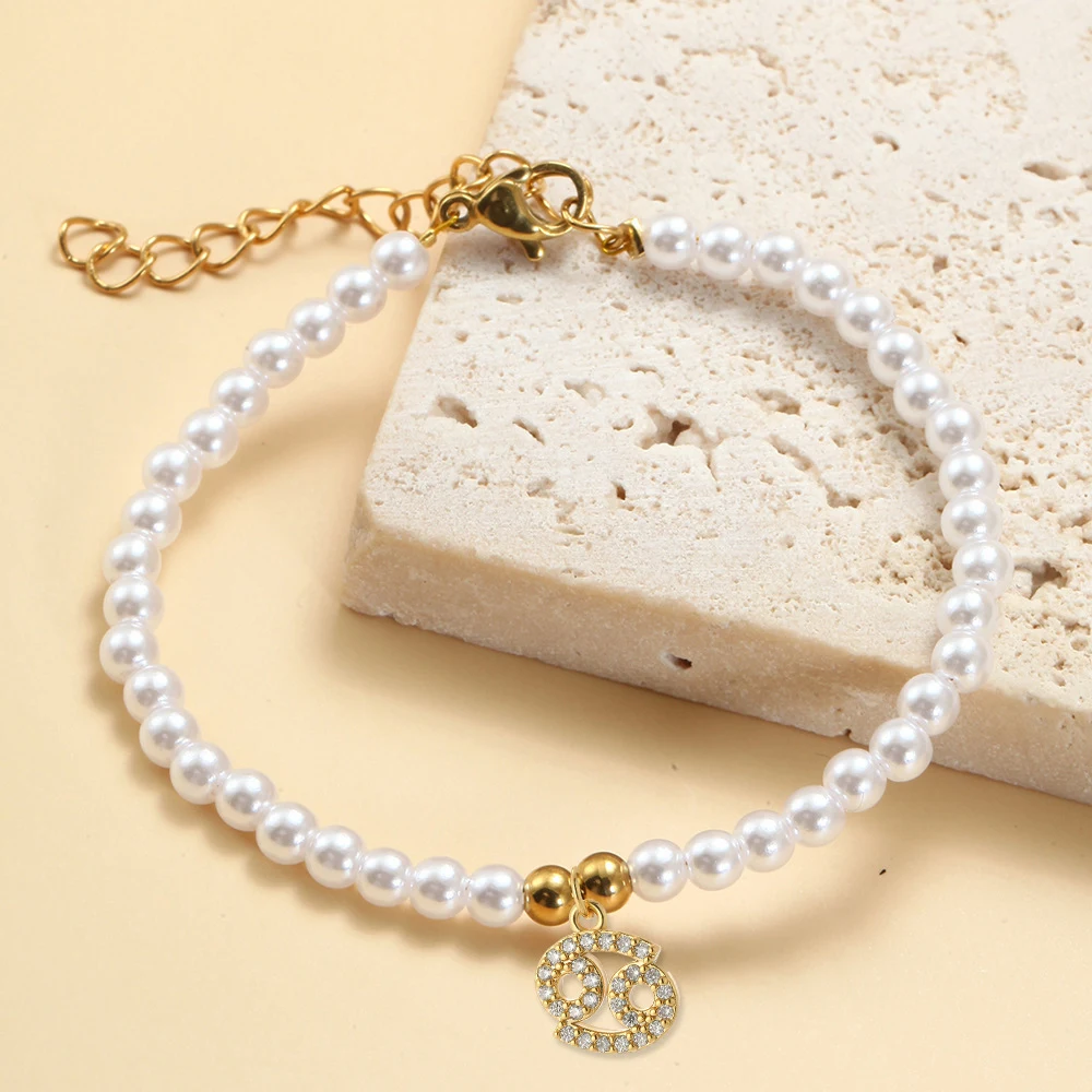 Pulseira de moda com 12 constelações em zircônia dourada, um acessório elegante para expressar seu signo do zodíaco e estilo pessoal. — foto 15