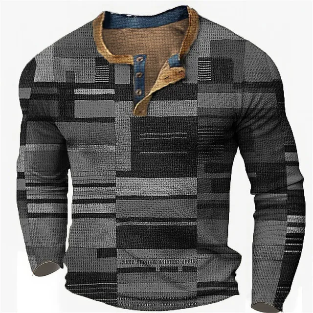 Men's Digital Printed Button Long-sleeved T-shirt. Experience ultimate comfort and style with this uniquely designed shi — photo 11