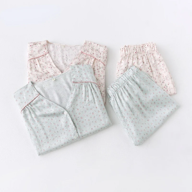 Idyllic Satin Small Floral Long-sleeved Trousers Single-breasted Pajama Suit provides comfortable and stylish sleepwear — photo 6