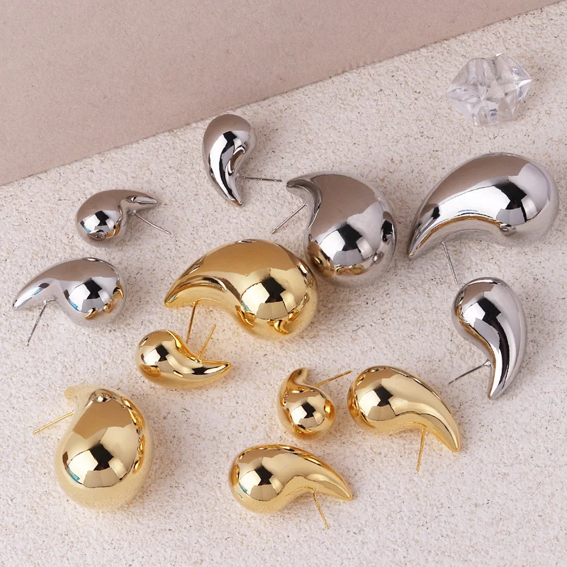 Brincos femininos em formato de gota, banho de cobre em metal real 18K, design elegante e sofisticado, perfeitos para o dia a dia. — foto 19