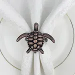 Argola para guardanapo tartaruga em liga de zinco, Série Oceano Azul, fivela de metal para mesa. Decore com charme e elegância. — foto 1