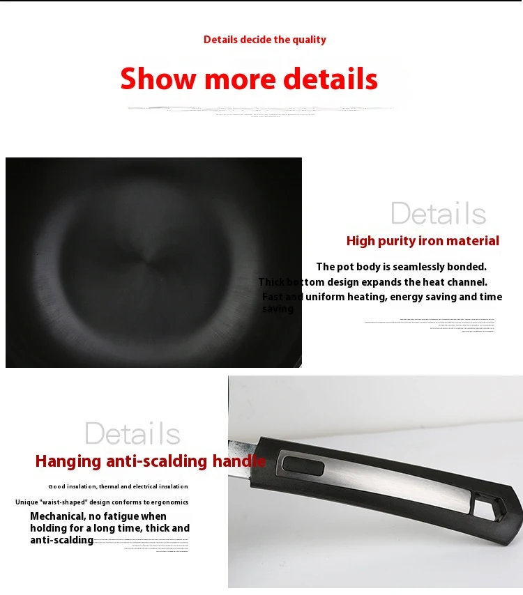 Fine iron non-coated non-stick wok for superior heat and authentic flavors. Perfect for stir-frying, searing, and creati — photo 8