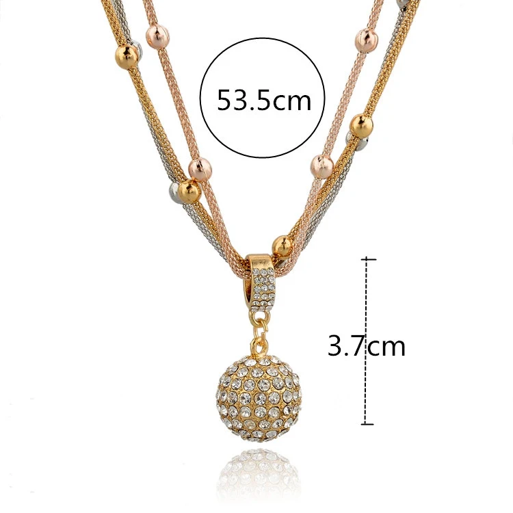 Colar com pingente de bola multicamadas e pulseira, um conjunto elegante e versátil que complementa seu estilo, perfeito para qualquer ocasião. — foto 3