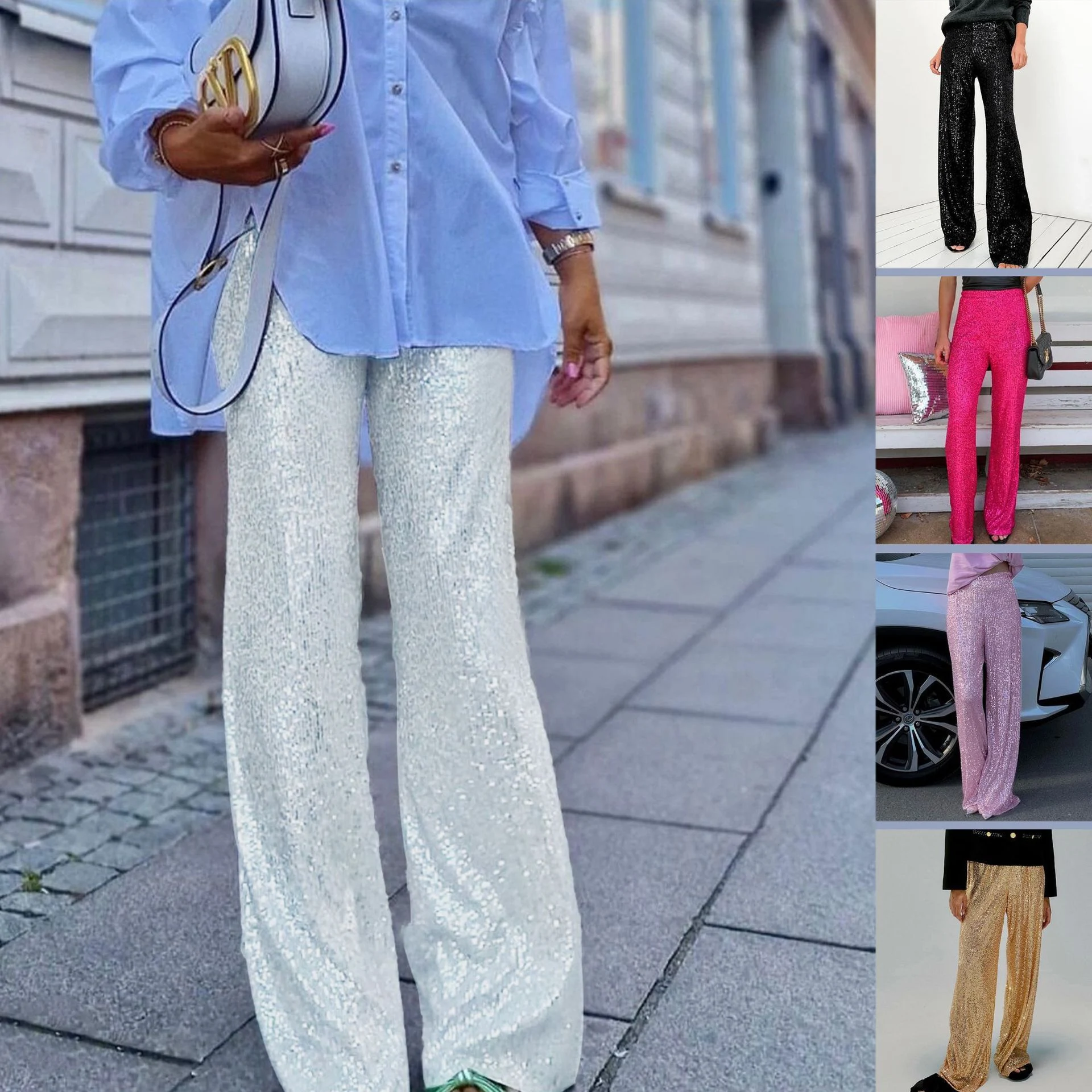 Pure Color Sequins Fashion Casual Straight Pants — Elevate Your Style with These Comfortable, Chic Pants Perfect for Any — photo 6