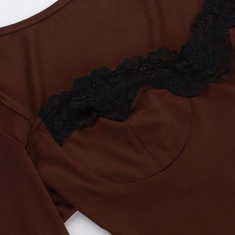 Title 16, Elegant Slim-fit Long Sleeve Lace Sheath Mini D...