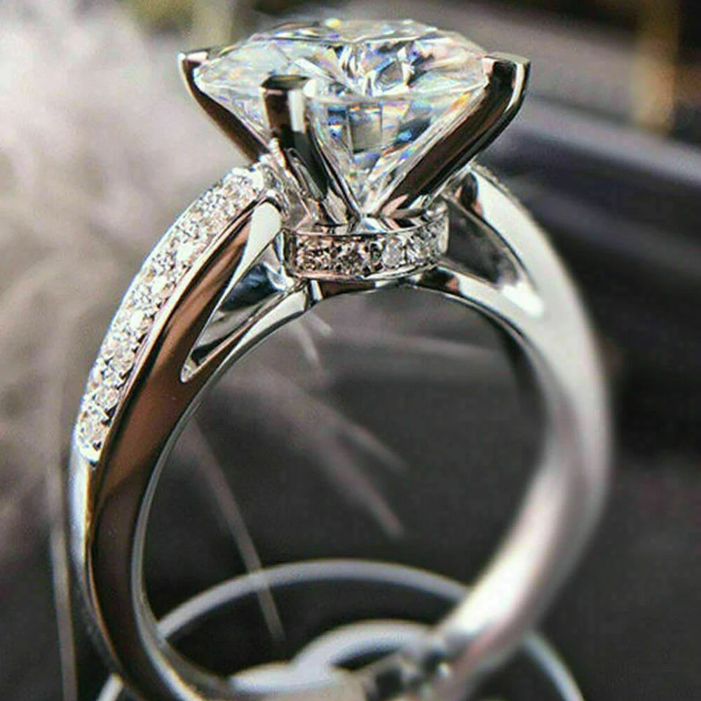 Anel de diamante artificial estilo coreano com quatro garras, moda de luxo acessível, brilho elegante e charmoso, joia perfeita. — foto 4