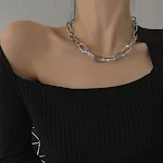 Colar choker exagerado europeu e americano, corrente grossa de metal com personalidade, estilo frio, diamante, curto para realçar a clavícula. — foto 3